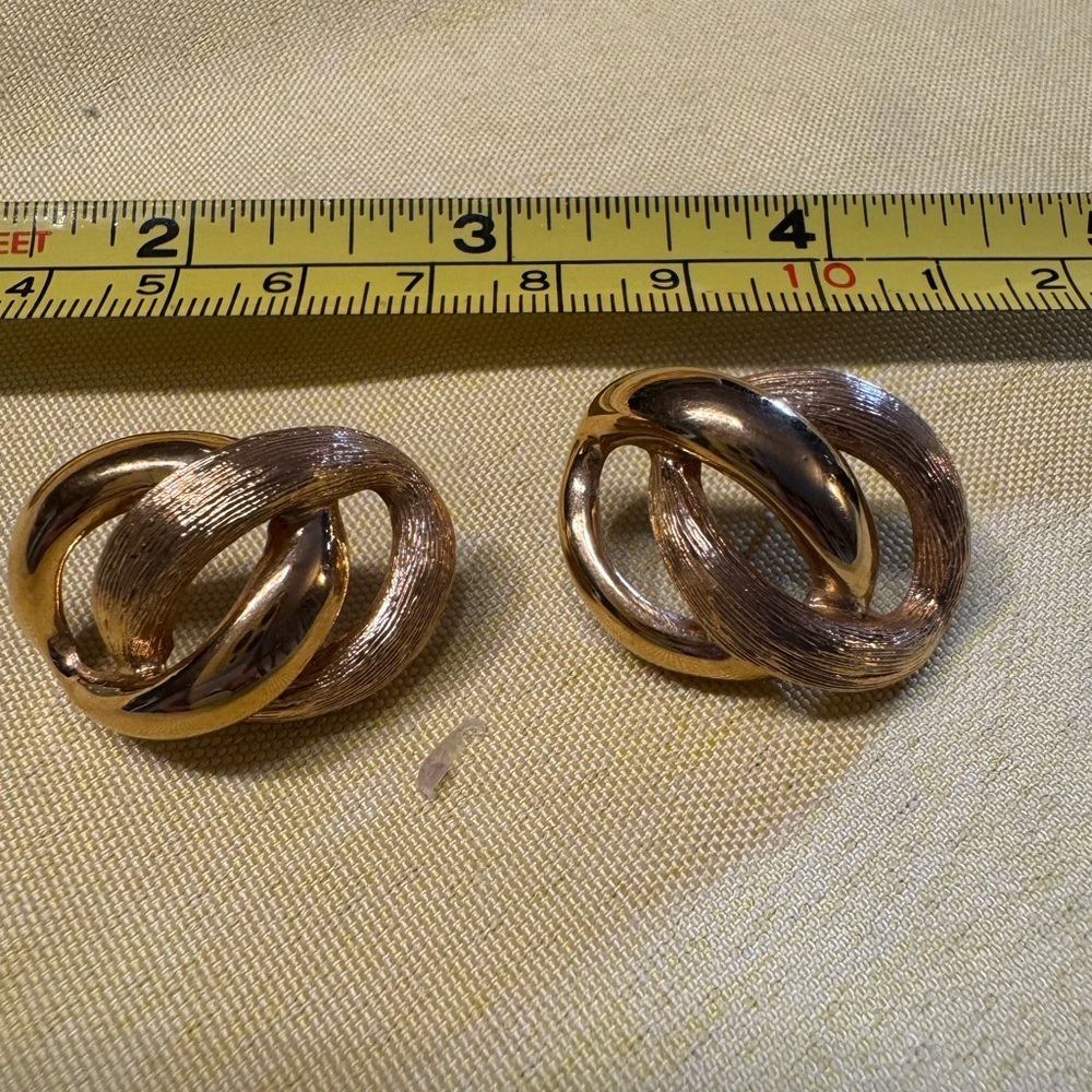 Signed Napier Vintage Gold Knot Clip Earrings